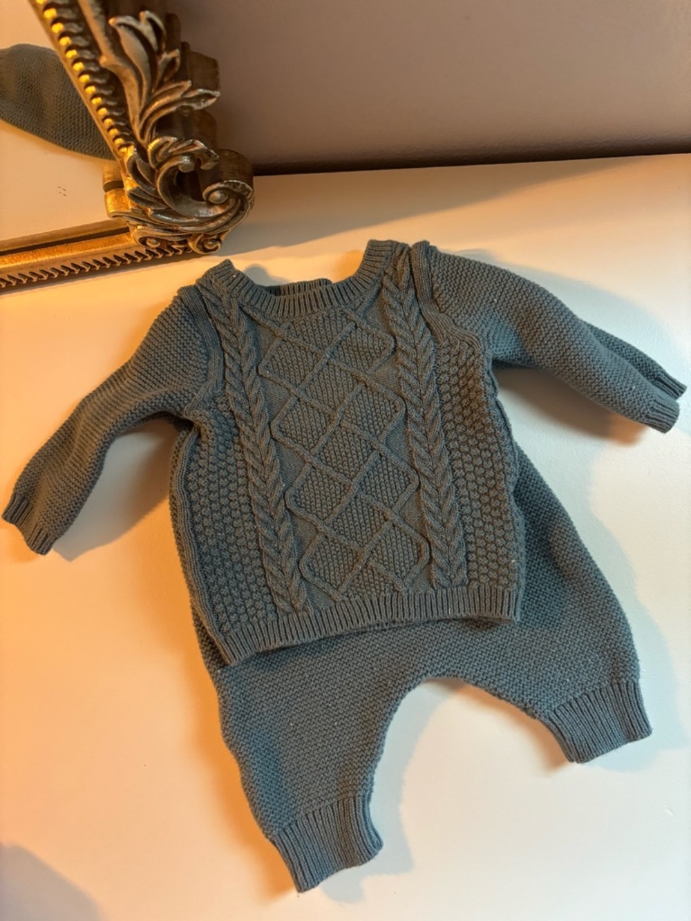 Carter's Knit Baby Outfit in Slate Gray